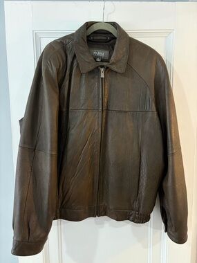 Wilsons Leather Men's Dark Brown Leather Bomber Jacket